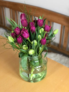 Tulipanbukett med vase